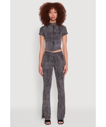 Mineral Wash Pintuck Flared Pants