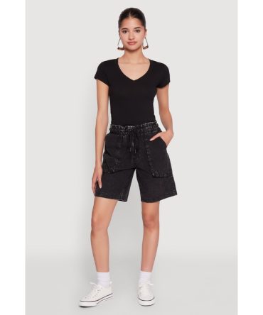 Poplin Drawstring Bermuda Shorts