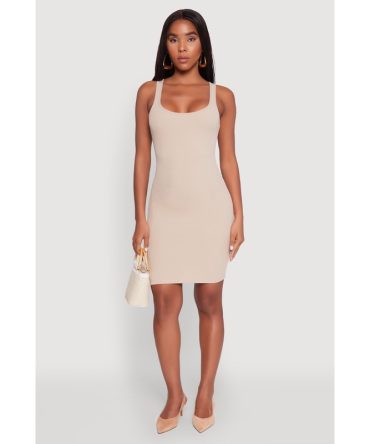 Rib Knit Scoop Neck Tank Dress