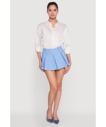 Smocked Waist Pleated Skort