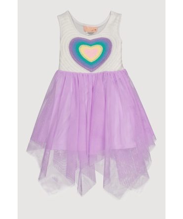 Toddler Girls Crochet Rainbow Heart Tutu Dress