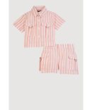 Tropical Leaf Tie Waist Belted Half Button Front Shirt Dress