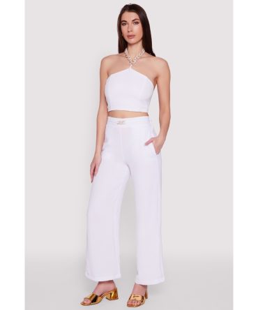 Airy Chain Belted Front Pants