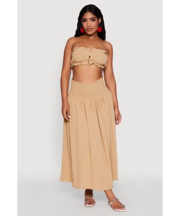 Airy Smocked High Waist Skirt