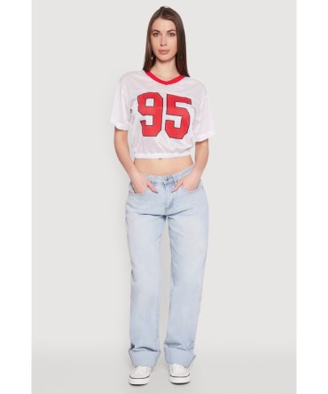 Almost Famous Graphic Jersey Mesh Crop Top