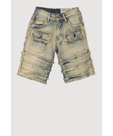 Boys Distressed Frayed Trim Cargo Shorts