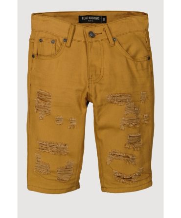 Boys Distressed Solid Denim Shorts