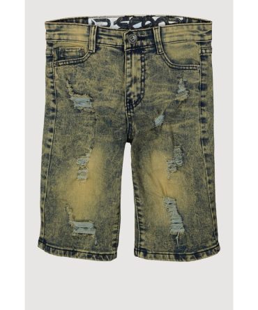 Boys Mineral Wash Distressed Whiskered Shorts