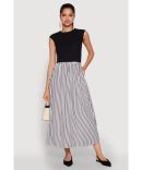 Cap Sleeve Pinstripe Maxi Dress