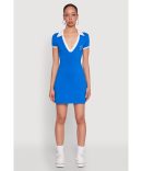 Contrast Trim Tie Front Side Slit Dress