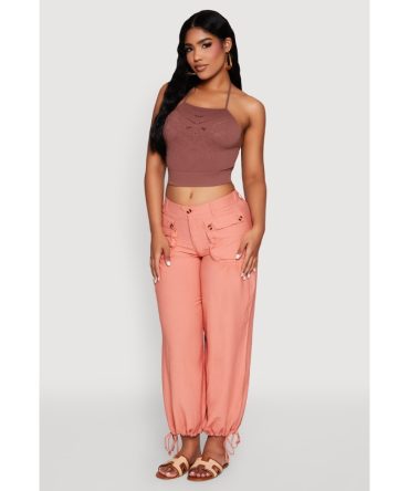Elastic Waist Drawstring Hem Joggers