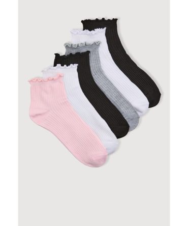 Girls Assorted Lettuce Edge Ankle Socks 6 Pack