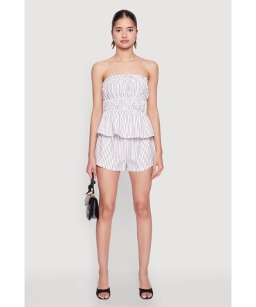 Haute Monde Pinstripe Paper Bag Waist Shorts