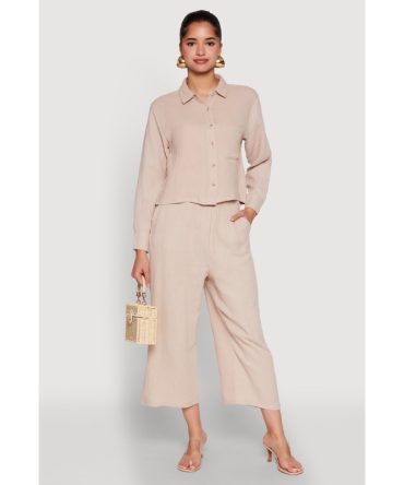 Iris Gauze Knit Paper Bag Waist Culottes