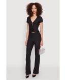 Knit Contrast Stripe High Waist Flare Pants