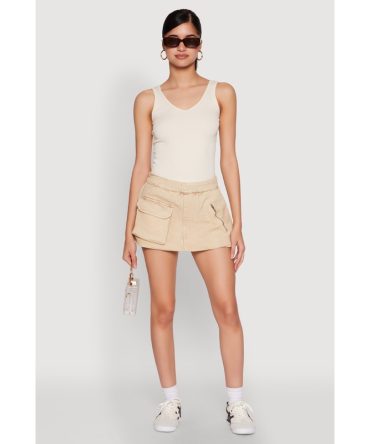 Spoon Jeans Mineral Wash Zip Detail Denim Skort