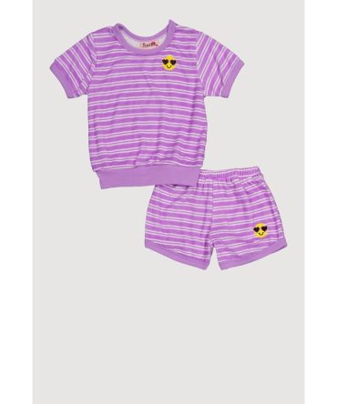 Toddler Girls Sun Detail Striped Terry Cloth Top and Shorts