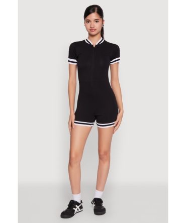 Varsity Stripe Graphic Print Romper