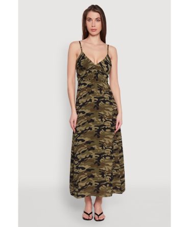 Airy Camo Empire Waist Maxi Dress