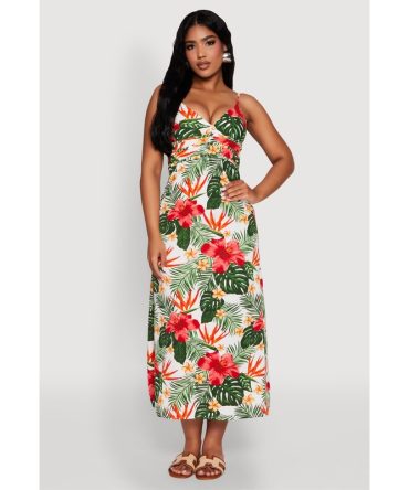 Airy Tropical Floral Empire Waist Dress