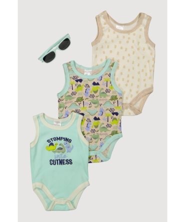 Baby Boys 0-9M Stomping Into Cuteness Graphic Bodysuits with Sunglasses