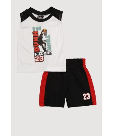 Baby Boys 12-24M Dunk In Your Face Tank Top and Mesh Shorts