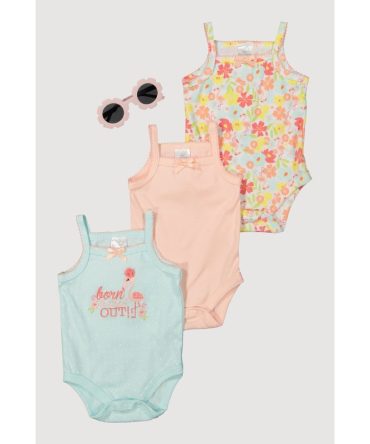 Baby Girls 0-9M Born To Stand Out Graphic Bodysuits and Sunglasses