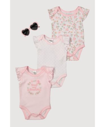 Baby Girls 0-9M Small and Beautiful Graphic Bodysuits with Sunglasses