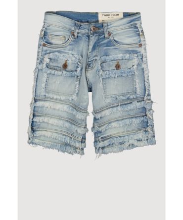 Boys Frayed Tiered Trim Denim Shorts