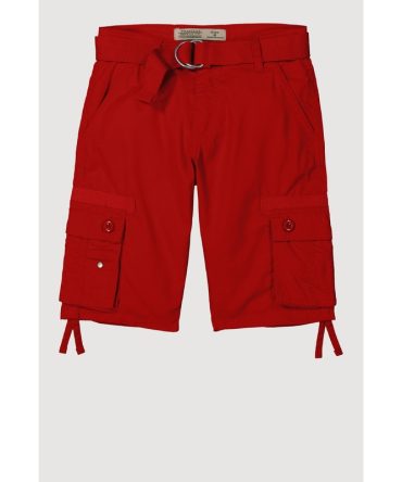 Boys Solid Belted Tie Hem Cargo Shorts