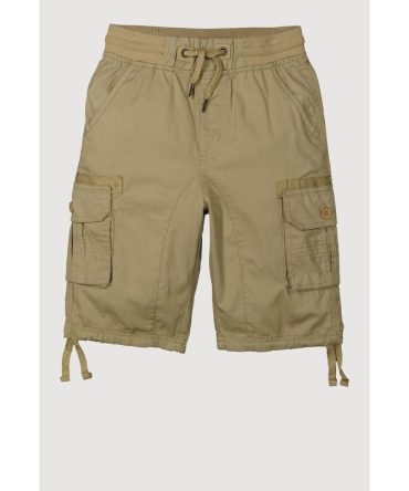 Boys Twill Solid Tie Hem Cargo Shorts