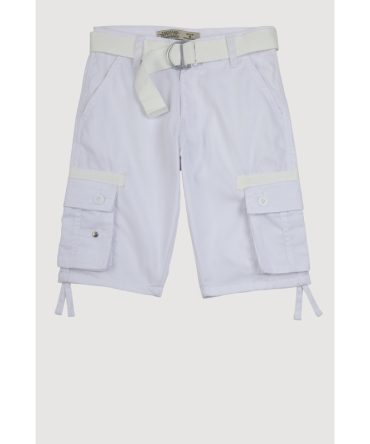 Boys Twill Tie Hem Belted Cargo Shorts