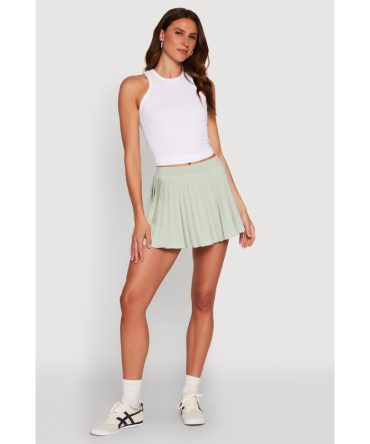 Cell Phone Pocket Pleated Mini Skort