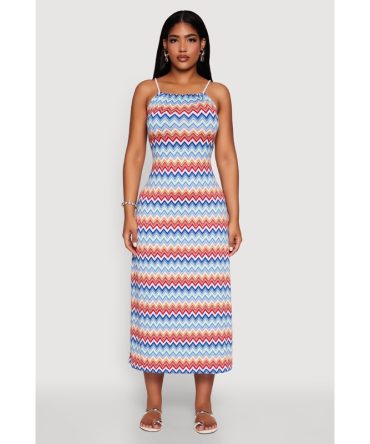 Chevron Print Rope Strap Maxi Dress