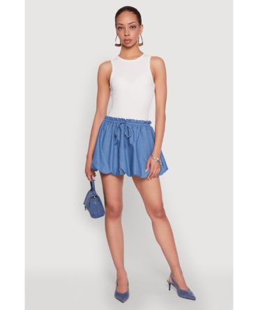 Color Blocked Paper Bag Waist Bubble Hem Dress