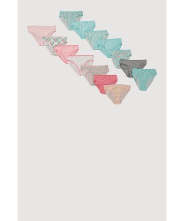 Girls Rose Patterned Underwear 14 Pack
