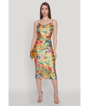 Haute Monde Cowl Neck Floral Print Dress