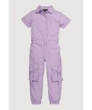 Little Girls Tie Waist Belted Utility Romper