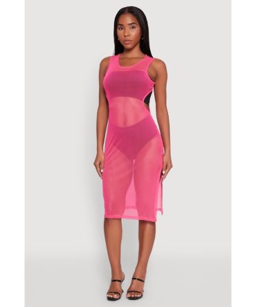 Mesh Side Slit Cut Out Maxi Top