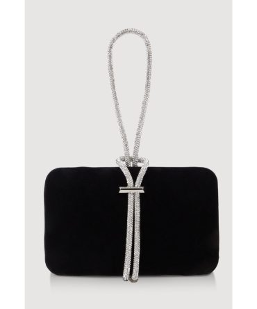 Rhinestone Rope Faux Suede Crossbody Clutch Bag