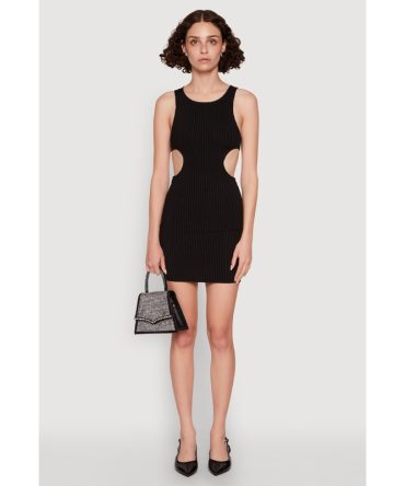 Ribbed Knit Cut Out Side Mini Dress