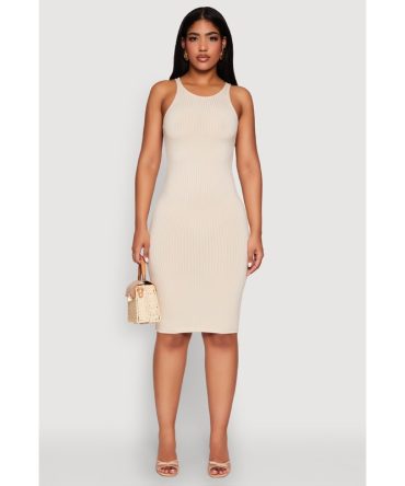 Ribbed Knit Midi Tank Dress