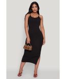 Ribbed V Neck Halter Dress