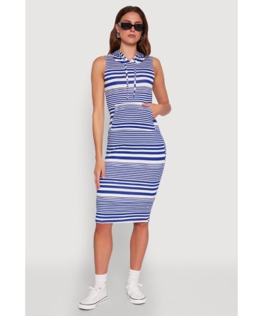 Striped Hooded Tank Dress