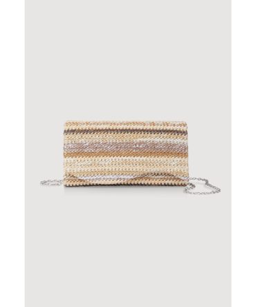 Striped Straw Clutch Bag