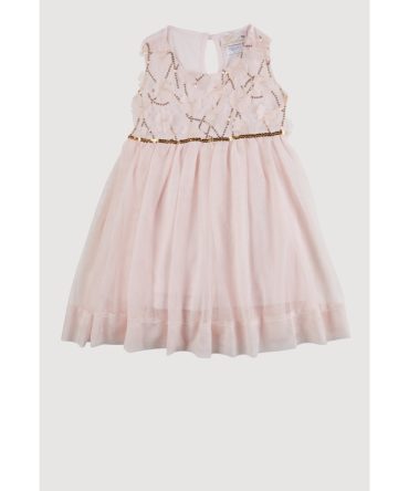 Toddler Girls Flower Applique Sequin Detail Tulle Dress