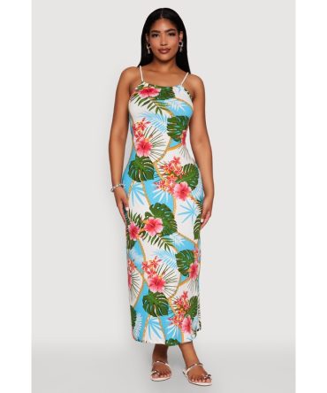 Tropical Chain Print Maxi Sundress