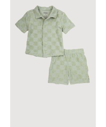 Baby Boys 12-24M Checkered Terry Cloth Shirt and Shorts