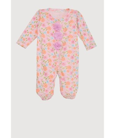 Baby Girls 0-9M 3D Flower Carnation Print Footed Onesie