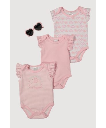 Baby Girls 0-9M Adorable and Huggable Graphic Bodysuits with Sunglasses